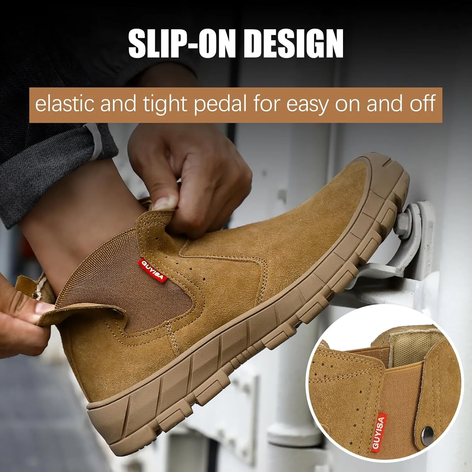 GLANOUDUN Welding Work Boots for Men Slip on Steel Toe Shoes for Men Indestructible Steel Toe Boots Welder Men's Working Shoes Fireproof Safety Footwear for Construction Men's Work & Safety Footwear