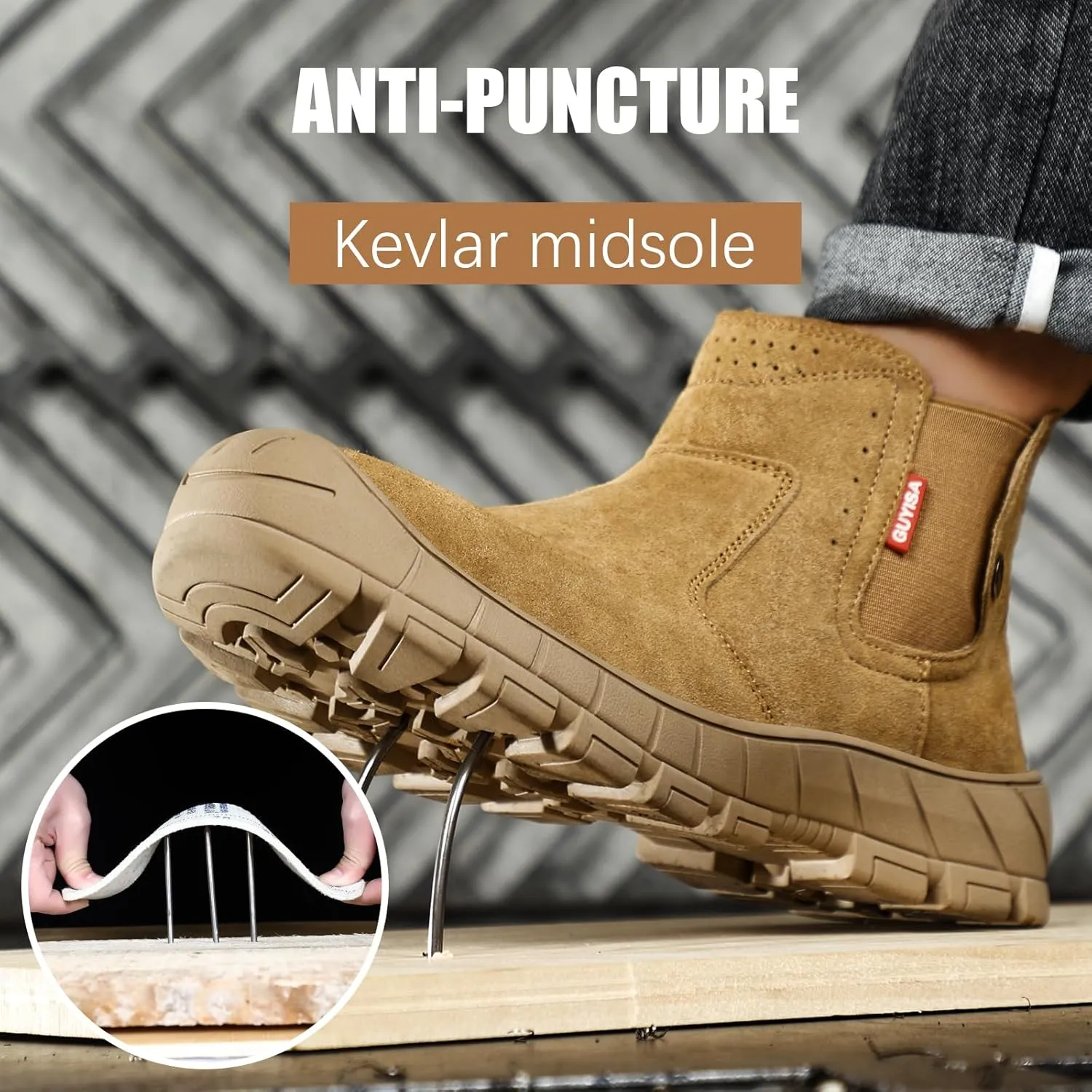 GLANOUDUN Welding Work Boots for Men Slip on Steel Toe Shoes for Men Indestructible Steel Toe Boots Welder Men's Working Shoes Fireproof Safety Footwear for Construction Men's Work & Safety Footwear
