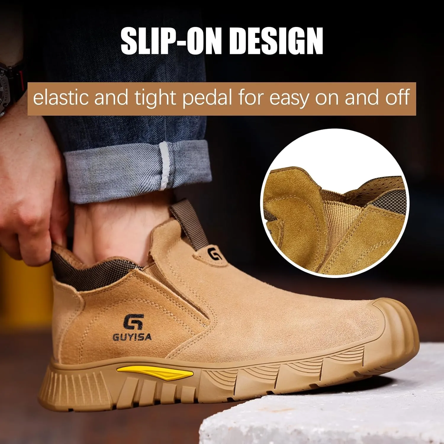 GLANOUDUN Welding Work Boots for Men Slip on Steel Toe Shoes for Men Indestructible Steel Toe Boots Welder Men's Working Shoes Fireproof Safety Footwear for Construction Men's Work & Safety Footwear
