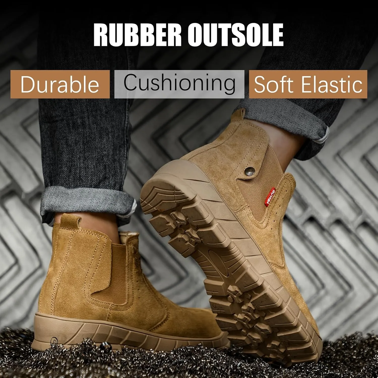 GLANOUDUN Welding Work Boots for Men Slip on Steel Toe Shoes for Men Indestructible Steel Toe Boots Welder Men's Working Shoes Fireproof Safety Footwear for Construction Men's Work & Safety Footwear