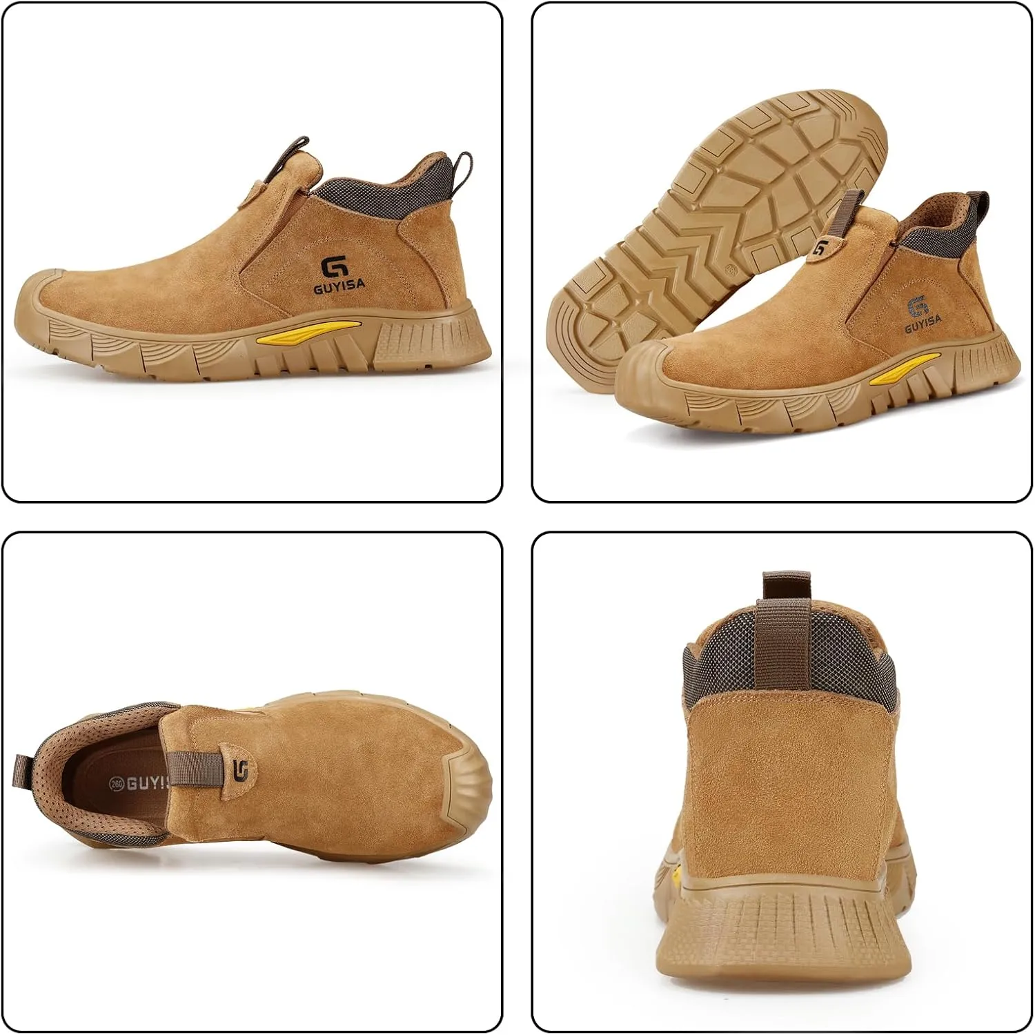 GLANOUDUN Welding Work Boots for Men Slip on Steel Toe Shoes for Men Indestructible Steel Toe Boots Welder Men's Working Shoes Fireproof Safety Footwear for Construction Men's Work & Safety Footwear