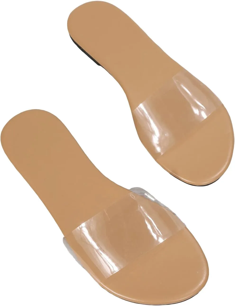 GORGLITTER Women's Clear Sandals Transparent Flat Sandals Dressy Summer Open Toe Beach Sandals