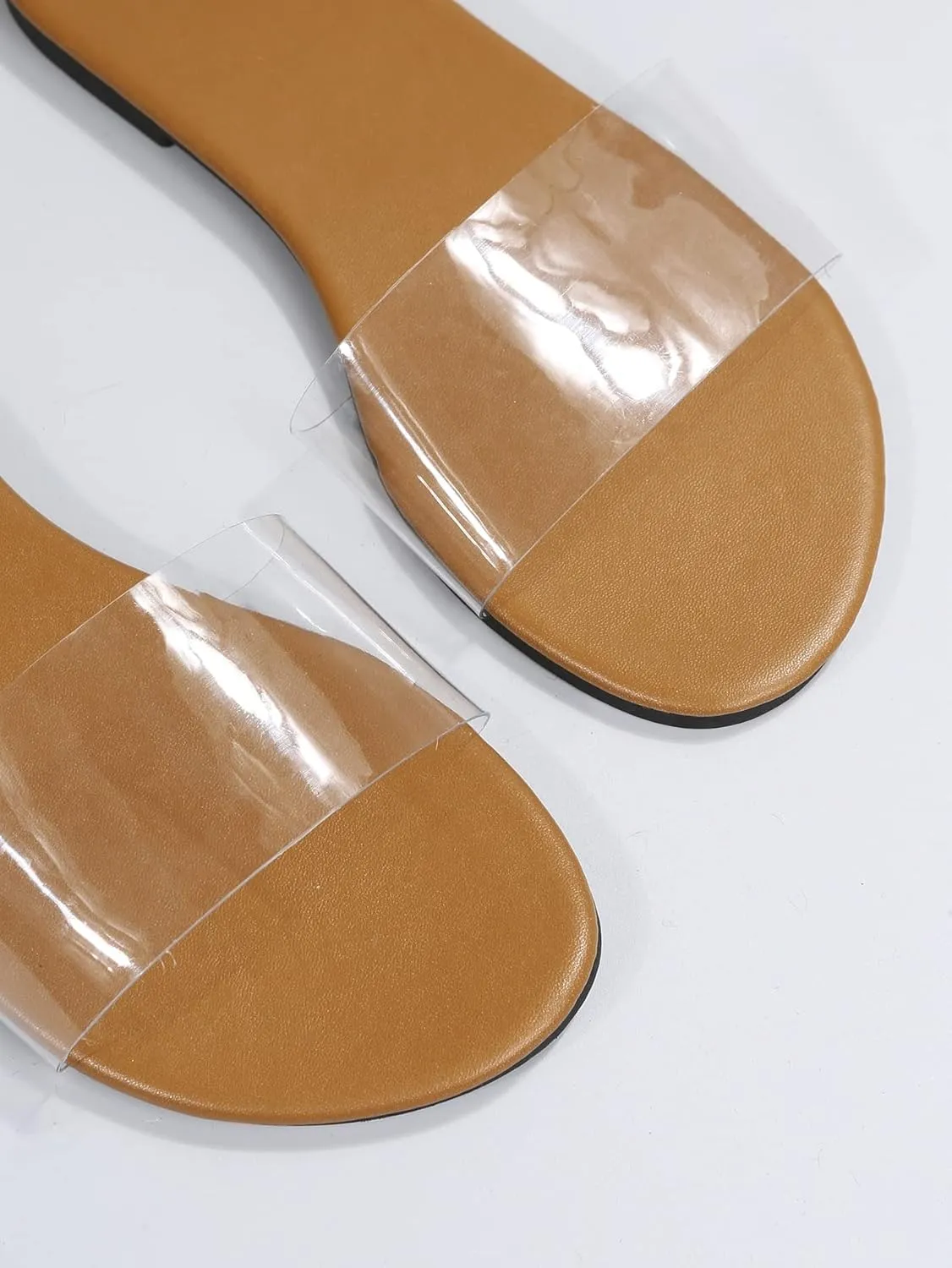GORGLITTER Women's Clear Sandals Transparent Flat Sandals Dressy Summer Open Toe Beach Sandals