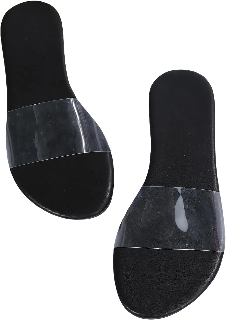 GORGLITTER Women's Clear Sandals Transparent Flat Sandals Dressy Summer Open Toe Beach Sandals