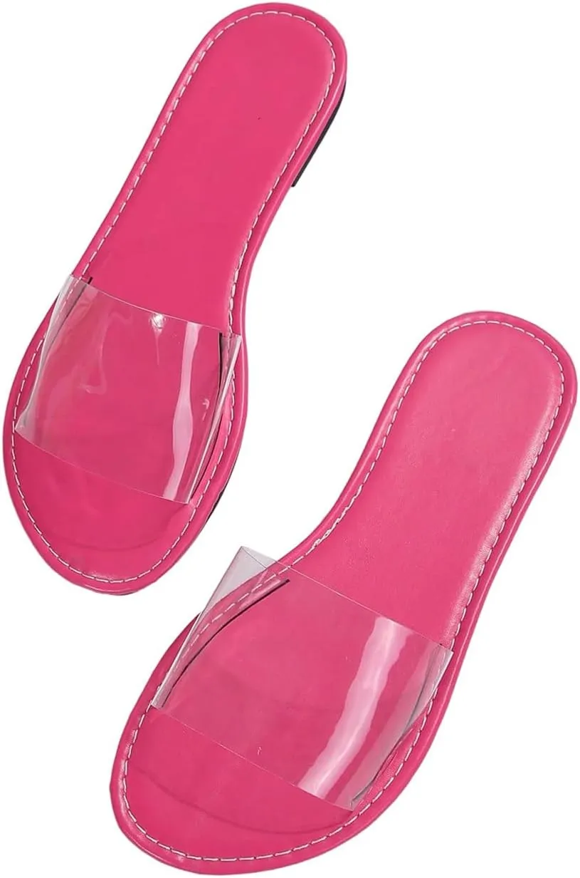 GORGLITTER Women's Clear Sandals Transparent Flat Sandals Dressy Summer Open Toe Beach Sandals
