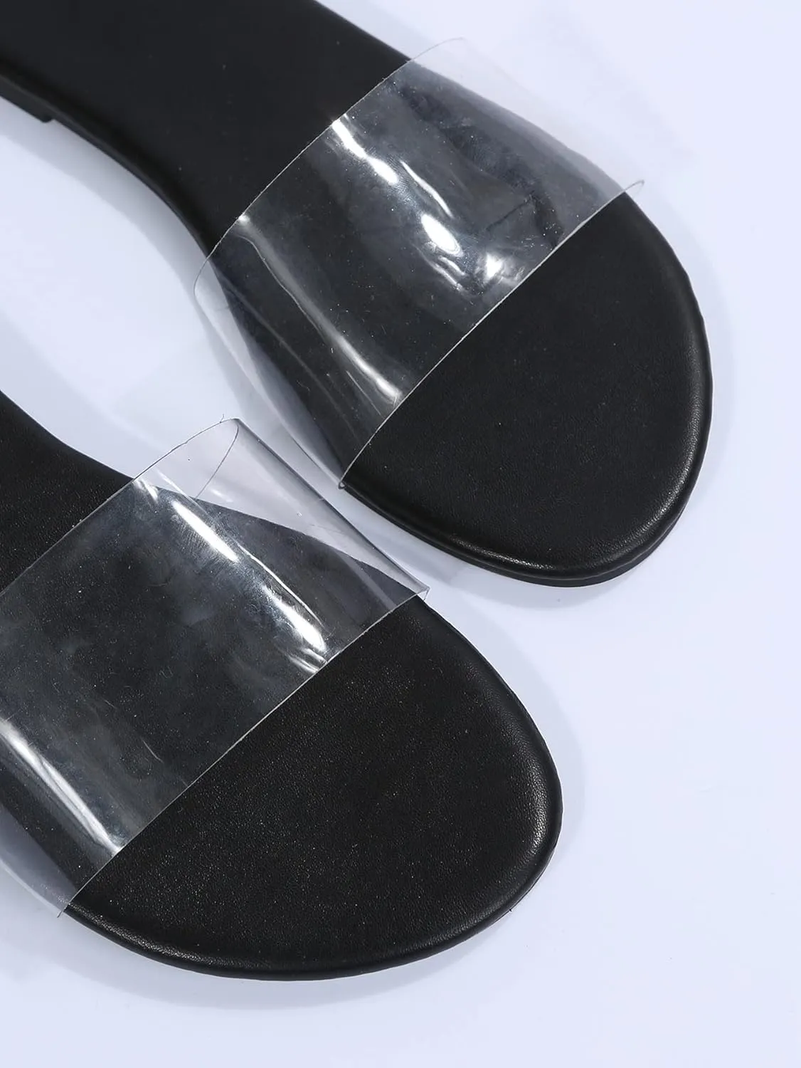 GORGLITTER Women's Clear Sandals Transparent Flat Sandals Dressy Summer Open Toe Beach Sandals