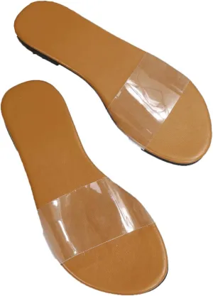 GORGLITTER Women's Clear Sandals Transparent Flat Sandals Dressy Summer Open Toe Beach Sandals