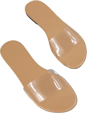 GORGLITTER Women's Clear Sandals Transparent Flat Sandals Dressy Summer Open Toe Beach Sandals