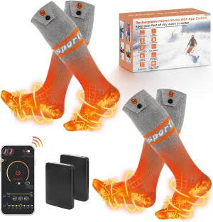 Heated Socks for Men Women APP Control Electric Heating Socks 7000mAh Rechargeable Battery Heate Thermal Socks for Winter Camping Fishing Cycling Skiing Hunting Hiking