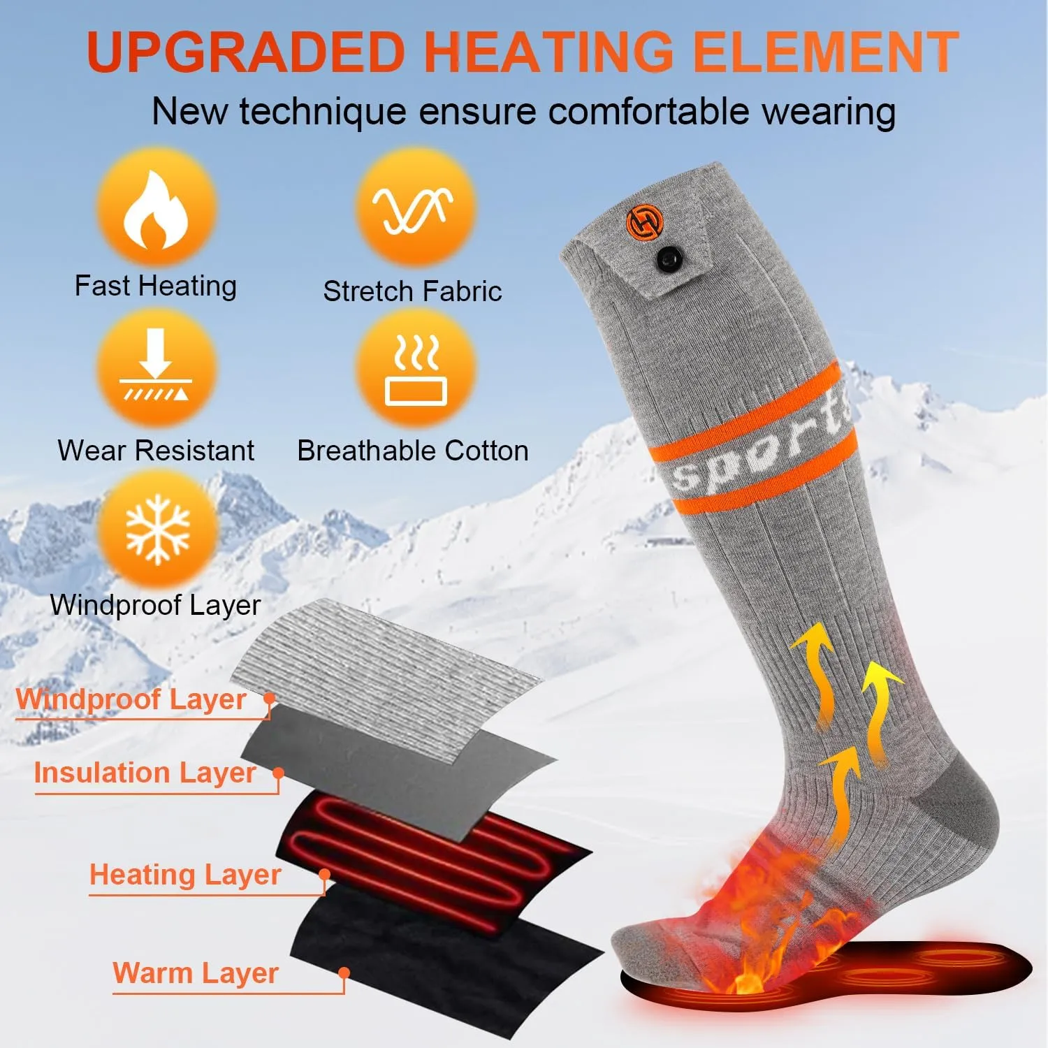 Heated Socks for Men Women APP Control Electric Heating Socks 7000mAh Rechargeable Battery Heate Thermal Socks for Winter Camping Fishing Cycling Skiing Hunting Hiking