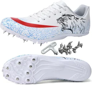 HESBITEUL Mens Track and Field Shoes Sprint Sport Sneakers Youth Professional Training Racing Running Shoes