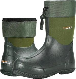HISEA Men's Rain Boots, Garden Boots Ankle High Waterproof Neoprene Rubber Mud Boots