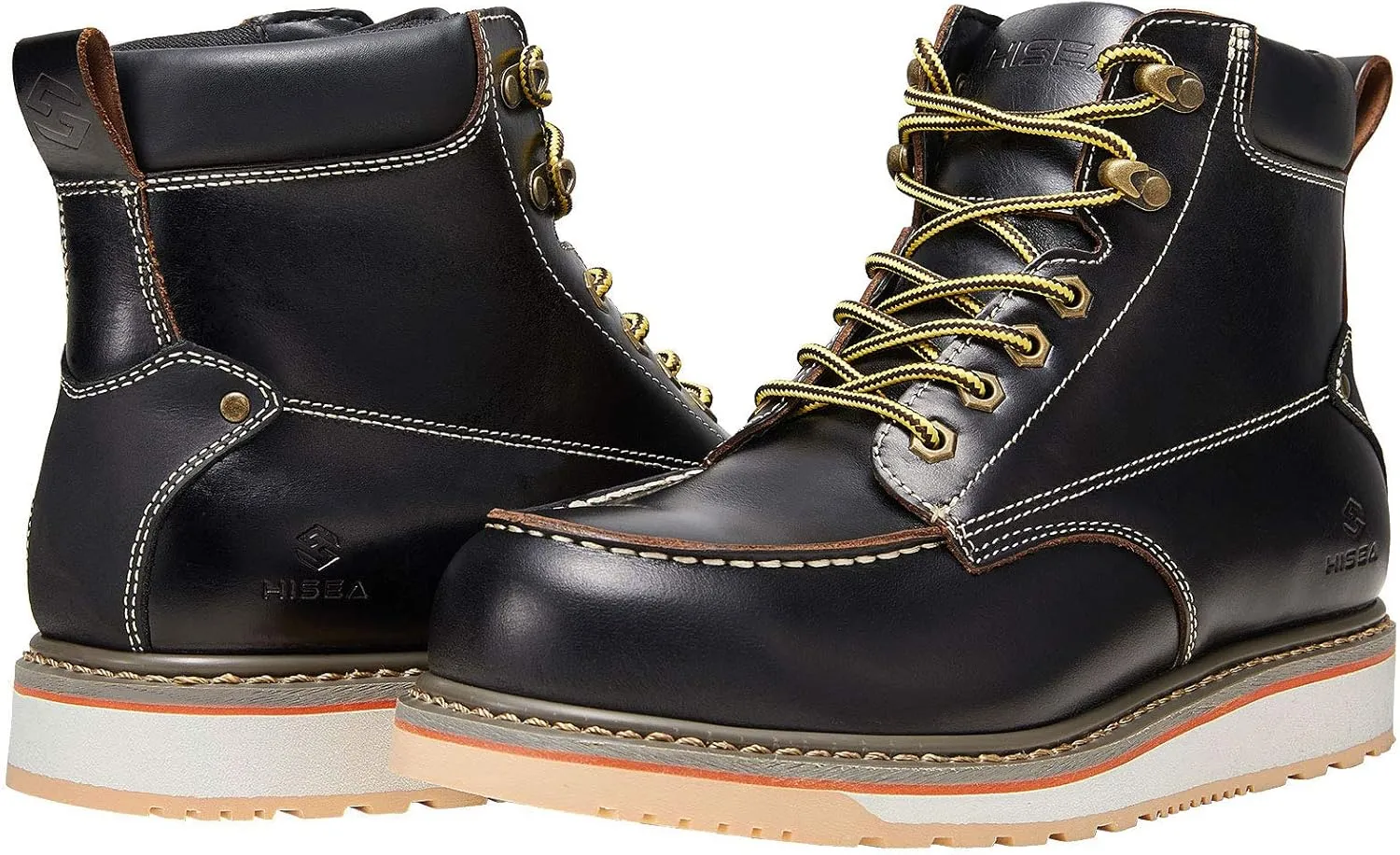HISEA NINGO Work Boots for Men Steel/Soft Toe Boots, 6” Waterproof Slip Resistant Industrial & Construction Work Boots, Composite Toe Working Boots