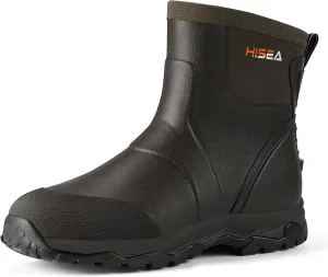 HISEA Upgraded Excursion Pro Men's Rain Boots, Ankle Height Rubber Hunting Boots Waterproof Insulated Neoprene Boots Durable Outdoor Mud Booties for Hunting Gardening Farming Fishing and Yard Work