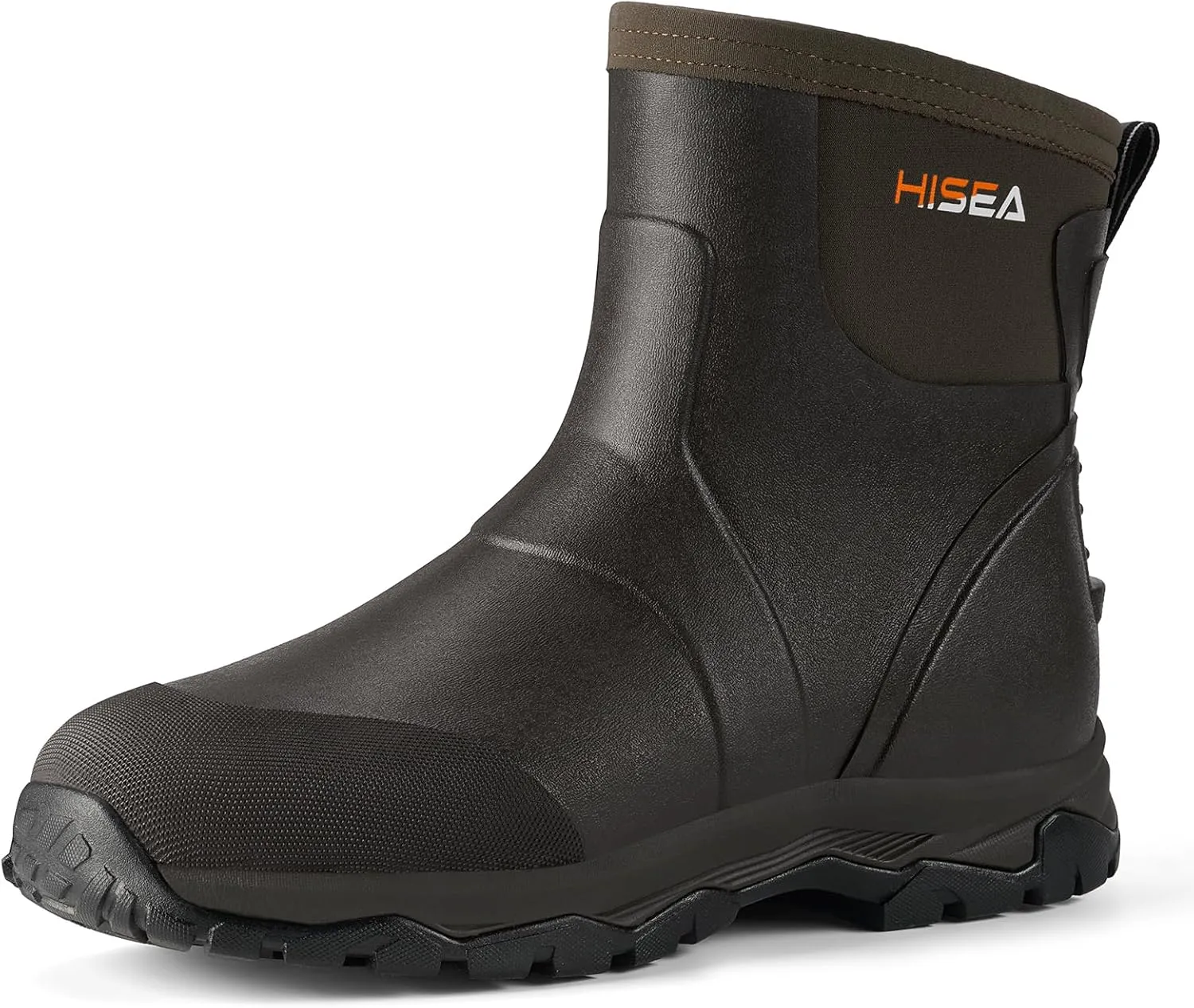 HISEA Upgraded Excursion Pro Men's Rain Boots, Ankle Height Rubber Hunting Boots Waterproof Insulated Neoprene Boots Durable Outdoor Mud Booties for Hunting Gardening Farming Fishing and Yard Work