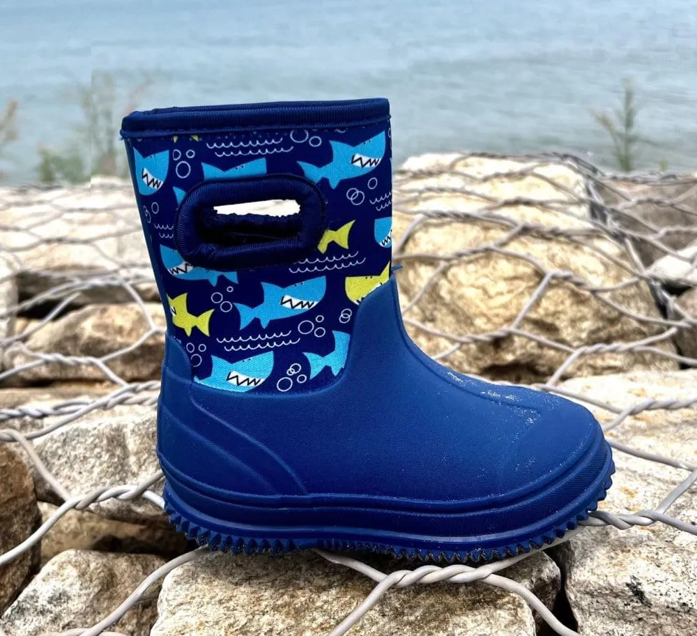 HugRain Toddler Kids Adorable Warm Neoprene Waterproof Rain Boots