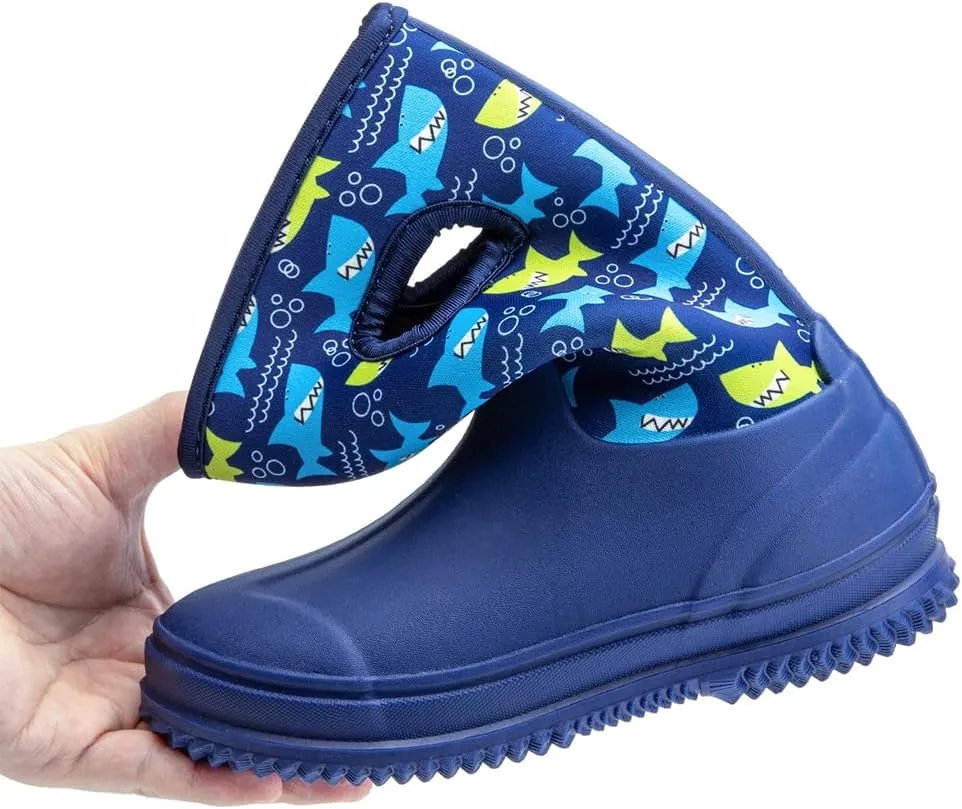 HugRain Toddler Kids Adorable Warm Neoprene Waterproof Rain Boots