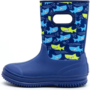 HugRain Toddler Kids Adorable Warm Neoprene Waterproof Rain Boots
