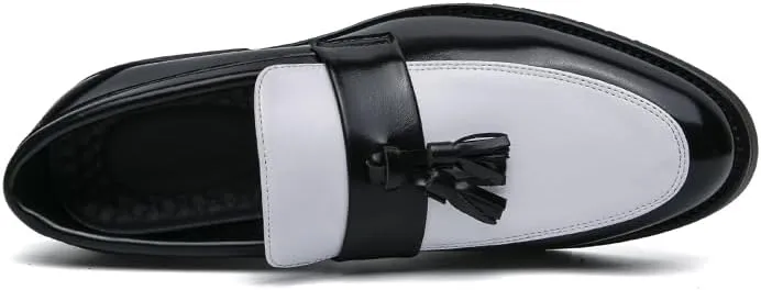 HuitJours Men Two Tone Colors Penny Loafer Slip On Pull on Dress Shoes Casual Boat Shoes Moccasins