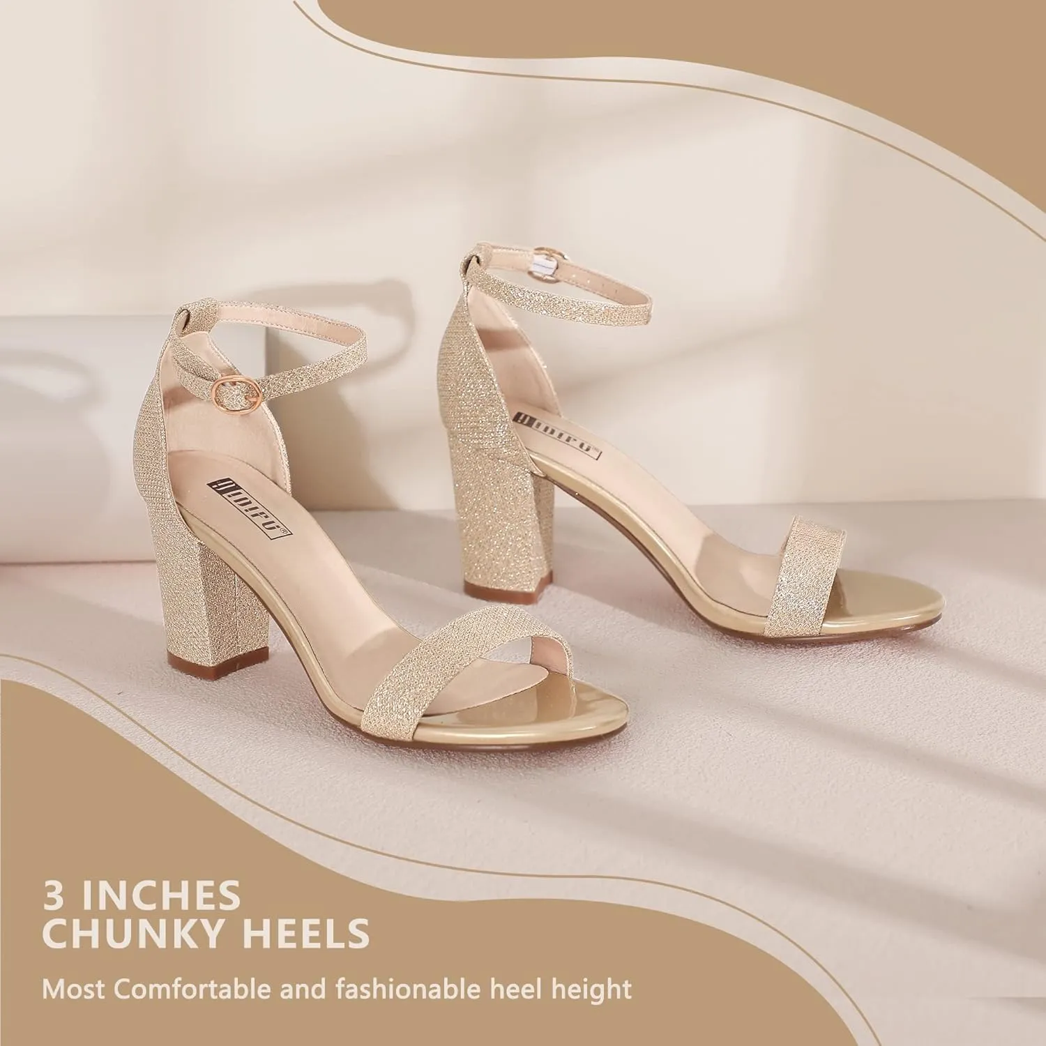 IDIFU Women's 3 Inch Heel Sandals for Women