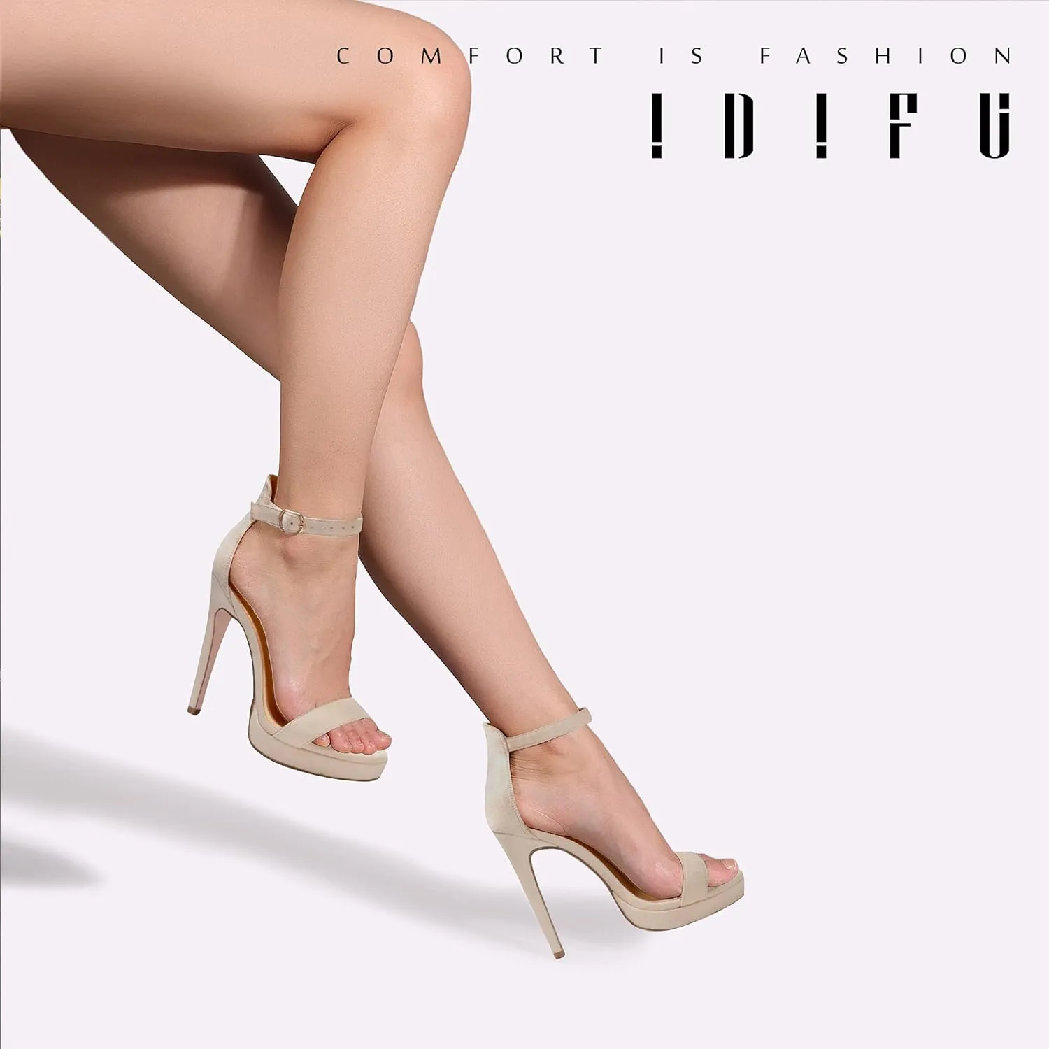 IDIFU Women's Stiletto High Heel Sandals Platform Open Toe Ankle Strap Dress Shoes for Women Bride Ladies in Wedding Bridal Party Homecoming
