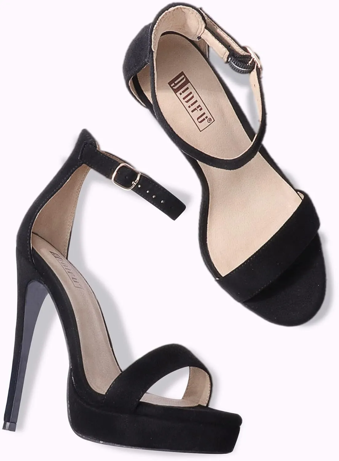 IDIFU Women's Stiletto High Heel Sandals Platform Open Toe Ankle Strap Dress Shoes for Women Bride Ladies in Wedding Bridal Party Homecoming