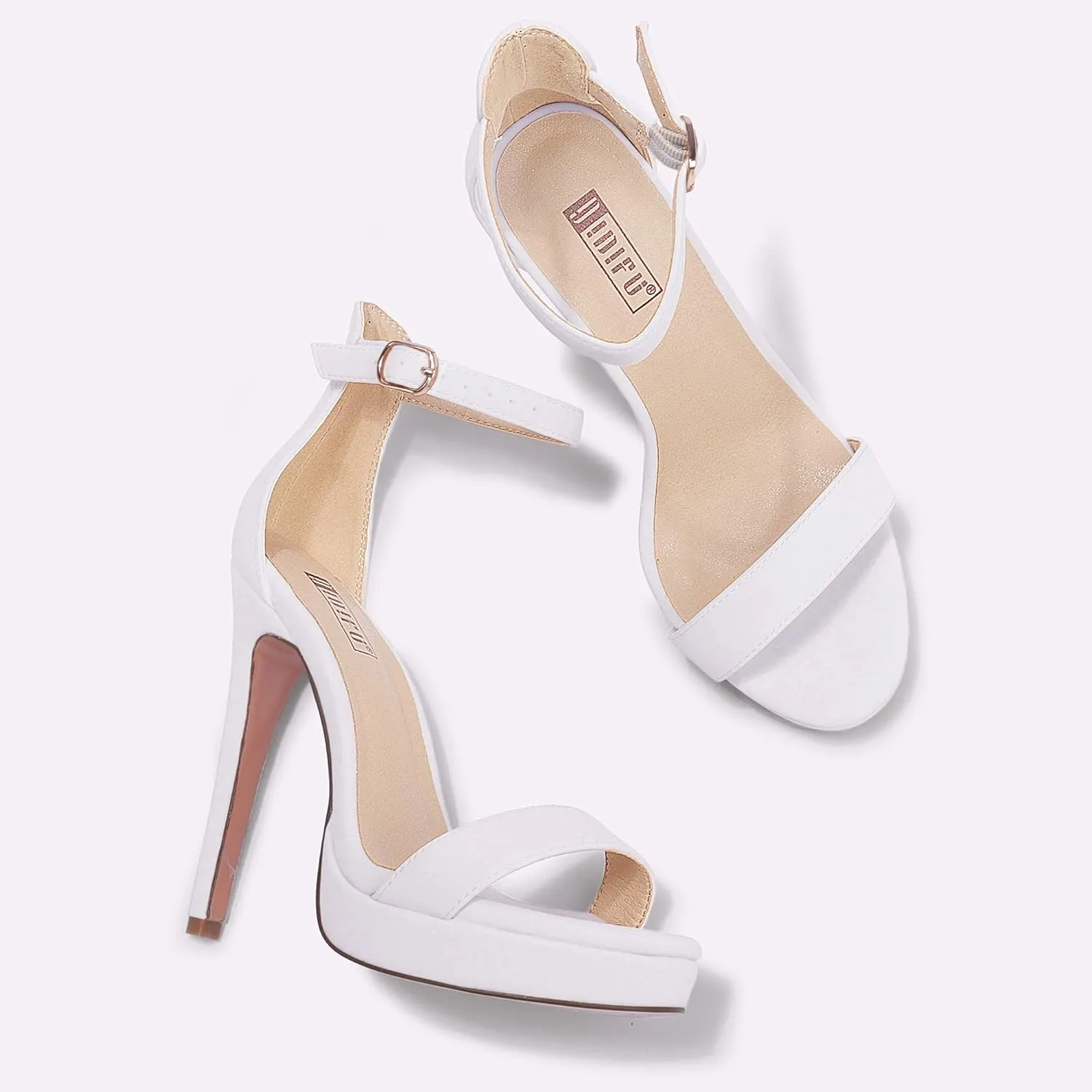 IDIFU Women's Stiletto High Heel Sandals Platform Open Toe Ankle Strap Dress Shoes for Women Bride Ladies in Wedding Bridal Party Homecoming