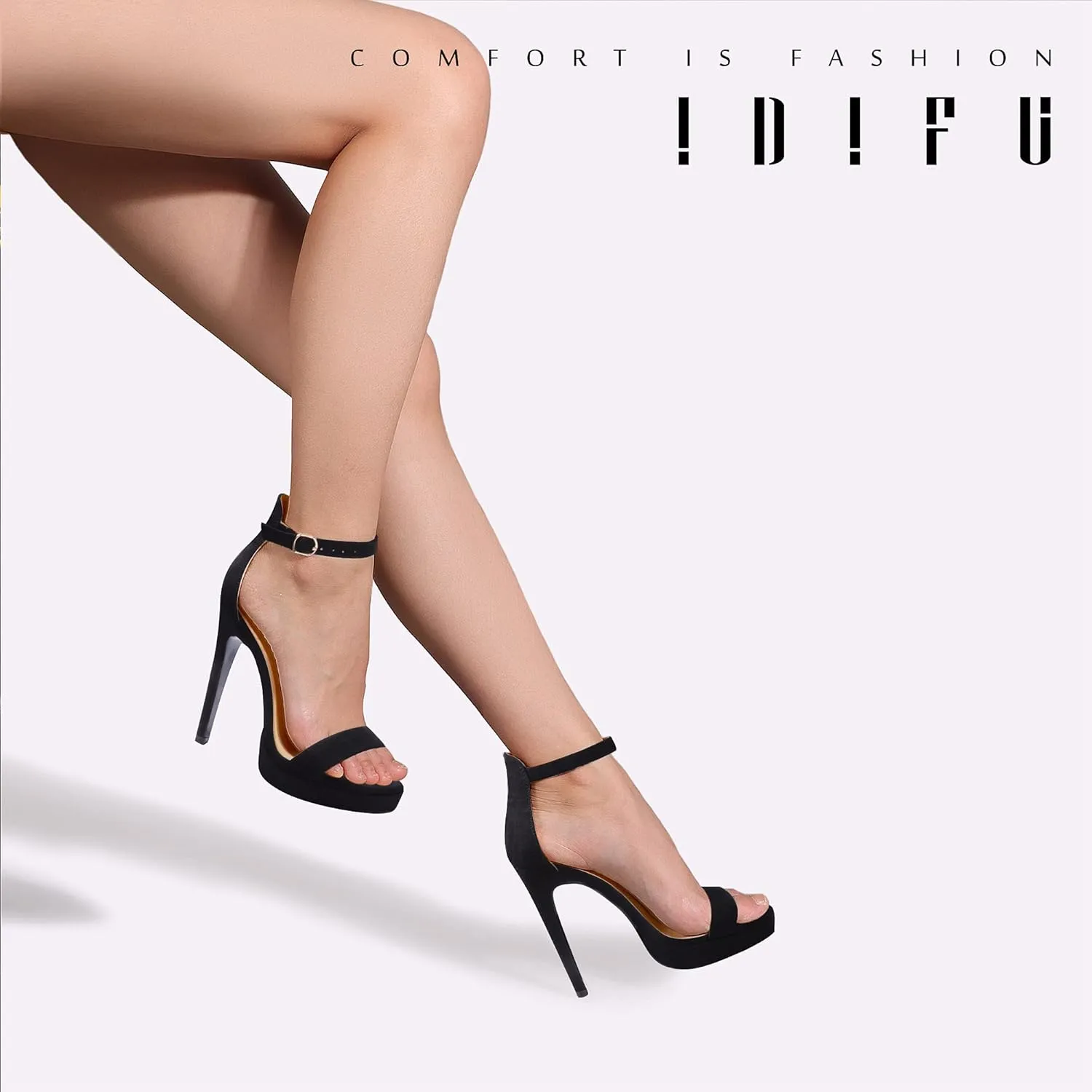 IDIFU Women's Stiletto High Heel Sandals Platform Open Toe Ankle Strap Dress Shoes for Women Bride Ladies in Wedding Bridal Party Homecoming
