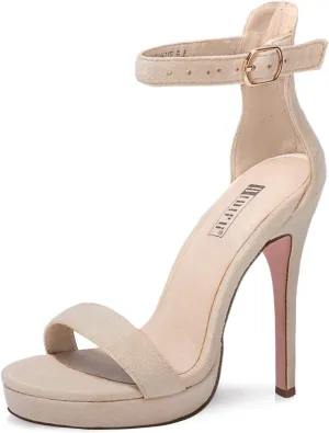 IDIFU Women's Stiletto High Heel Sandals Platform Open Toe Ankle Strap Dress Shoes for Women Bride Ladies in Wedding Bridal Party Homecoming