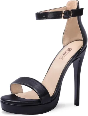 IDIFU Women's Stiletto High Heel Sandals Platform Open Toe Ankle Strap Dress Shoes for Women Bride Ladies in Wedding Bridal Party Homecoming
