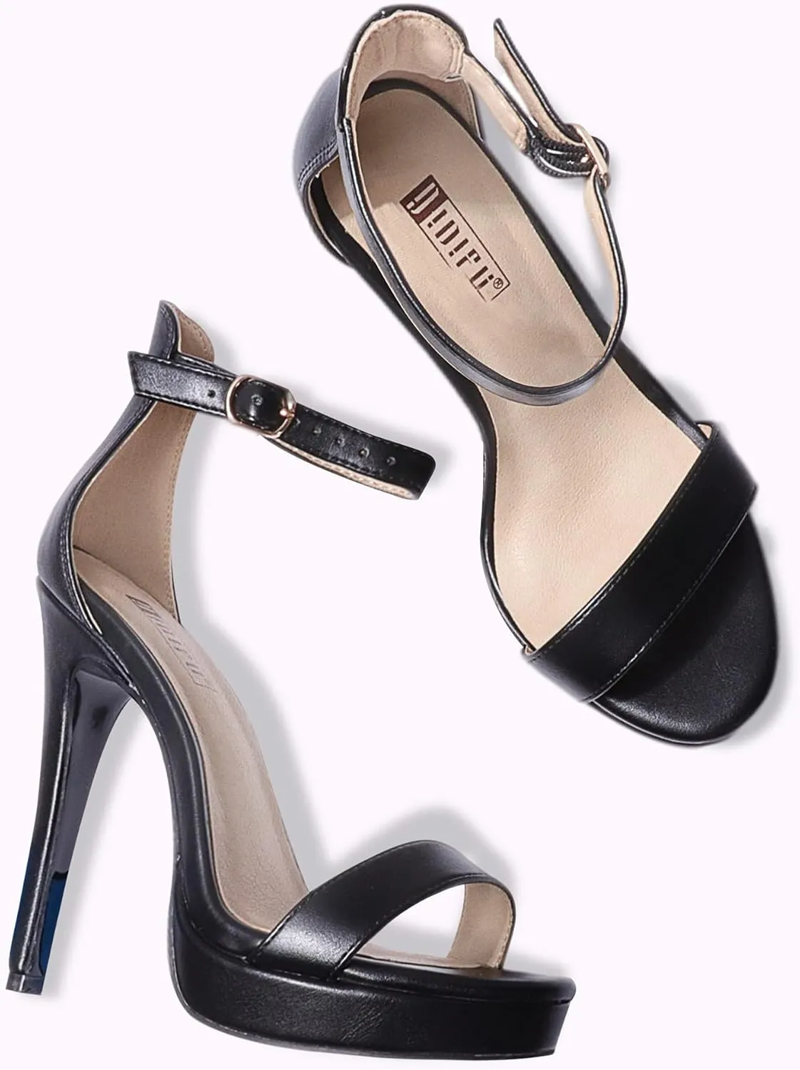 IDIFU Women's Stiletto High Heel Sandals Platform Open Toe Ankle Strap Dress Shoes for Women Bride Ladies in Wedding Bridal Party Homecoming