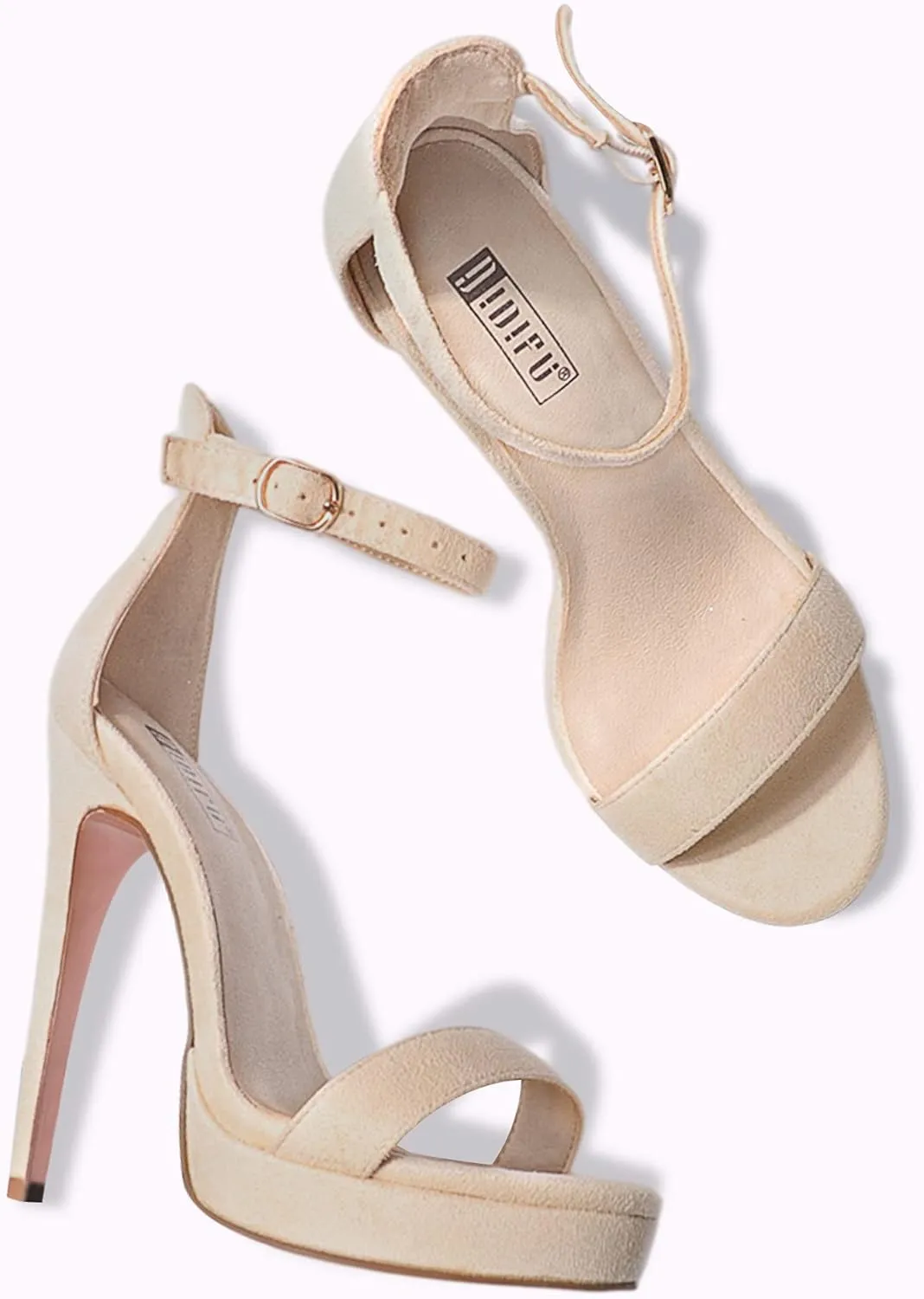IDIFU Women's Stiletto High Heel Sandals Platform Open Toe Ankle Strap Dress Shoes for Women Bride Ladies in Wedding Bridal Party Homecoming