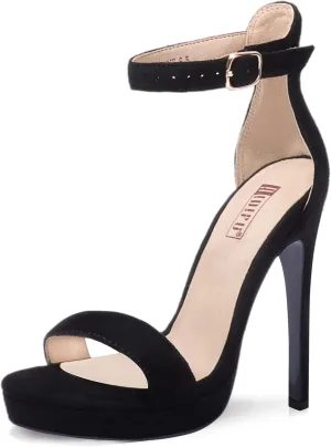 IDIFU Women's Stiletto High Heel Sandals Platform Open Toe Ankle Strap Dress Shoes for Women Bride Ladies in Wedding Bridal Party Homecoming