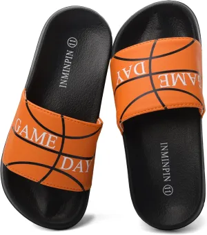 INMINPIN Kids Boys Girls Ball Sports Slides Sandals Ultra Comfortable Beach Pool Shower Shoes House Slide Indoor Outdoor for Sports Fan