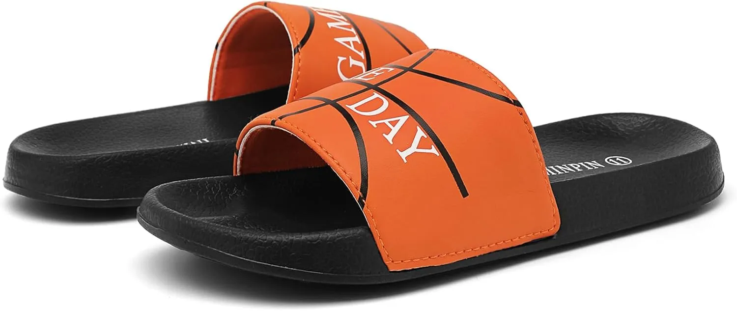 INMINPIN Kids Boys Girls Ball Sports Slides Sandals Ultra Comfortable Beach Pool Shower Shoes House Slide Indoor Outdoor for Sports Fan