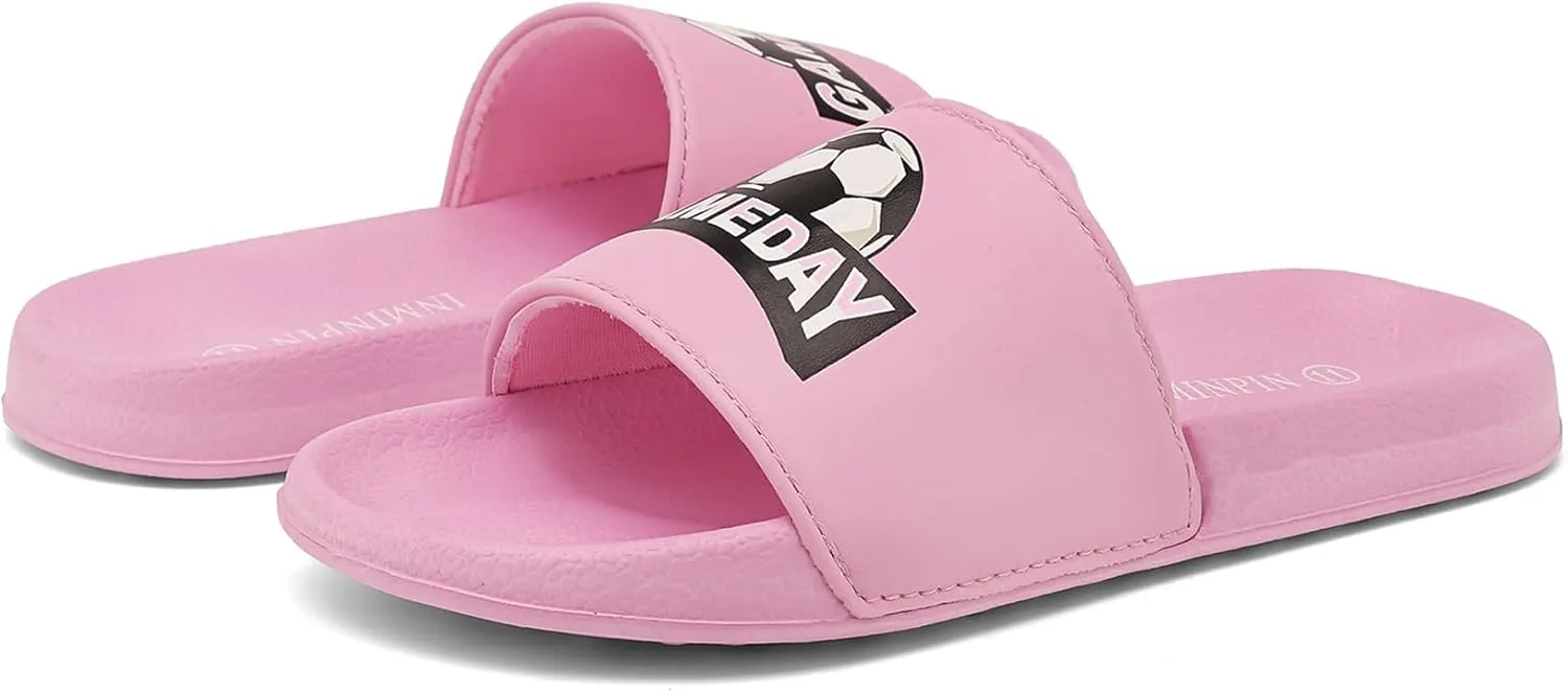 INMINPIN Kids Boys Girls Ball Sports Slides Sandals Ultra Comfortable Beach Pool Shower Shoes House Slide Indoor Outdoor for Sports Fan