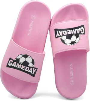 INMINPIN Kids Boys Girls Ball Sports Slides Sandals Ultra Comfortable Beach Pool Shower Shoes House Slide Indoor Outdoor for Sports Fan