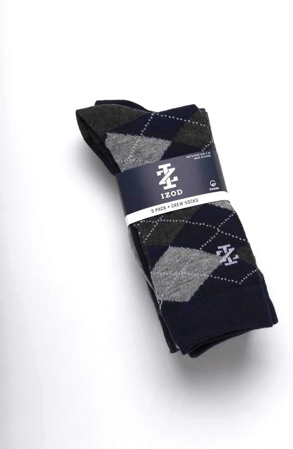 IZOD Boys Crew Socks - 5 Pack Breathable Soft Stretch Performance Crew Dress Socks for Toddlers to Big Boys (Shoe Size: S-L)