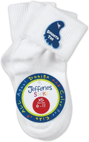 Jefferies Socks Girls School Uniform Seamless Dress Turn Cuff Ankle Socks 3 Pair Pack