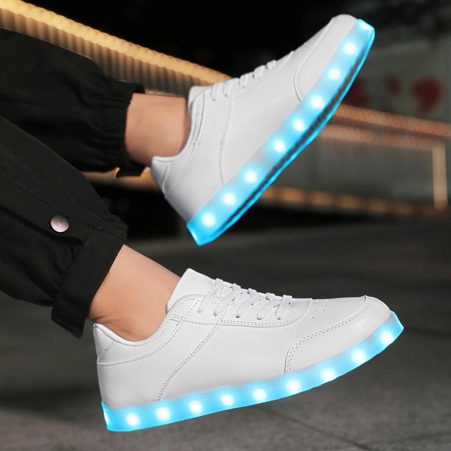 JEVRITE Unisex LED Light Up High Top Sneakers - USB Charging for Women & Men - Couples Shoes