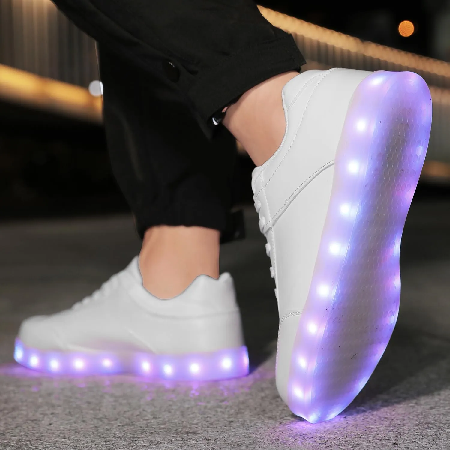 JEVRITE Unisex LED Light Up High Top Sneakers - USB Charging for Women & Men - Couples Shoes