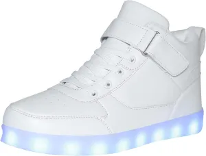 JEVRITE Unisex LED Light Up High Top Sneakers - USB Charging for Women & Men - Couples Shoes