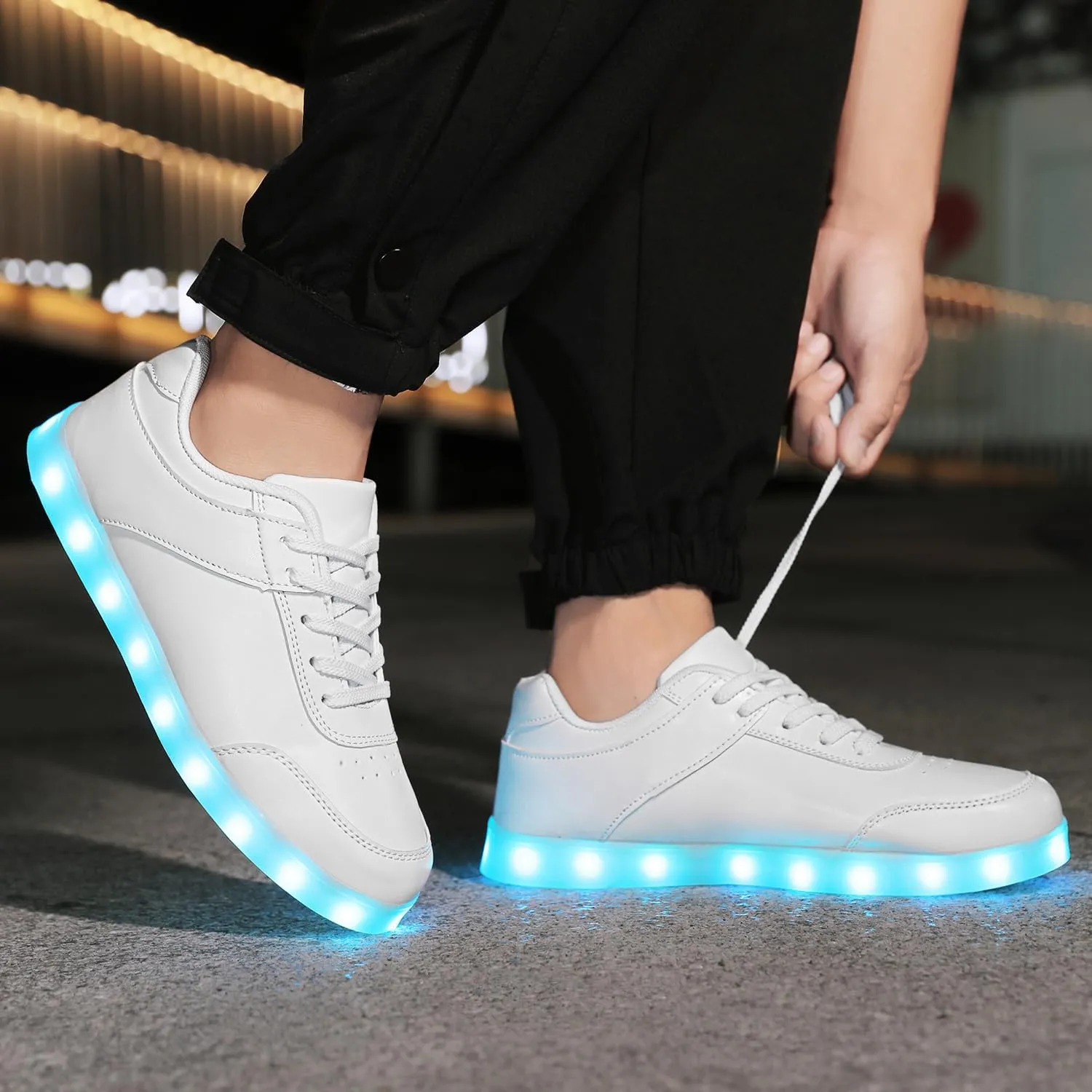 JEVRITE Unisex LED Light Up High Top Sneakers - USB Charging for Women & Men - Couples Shoes