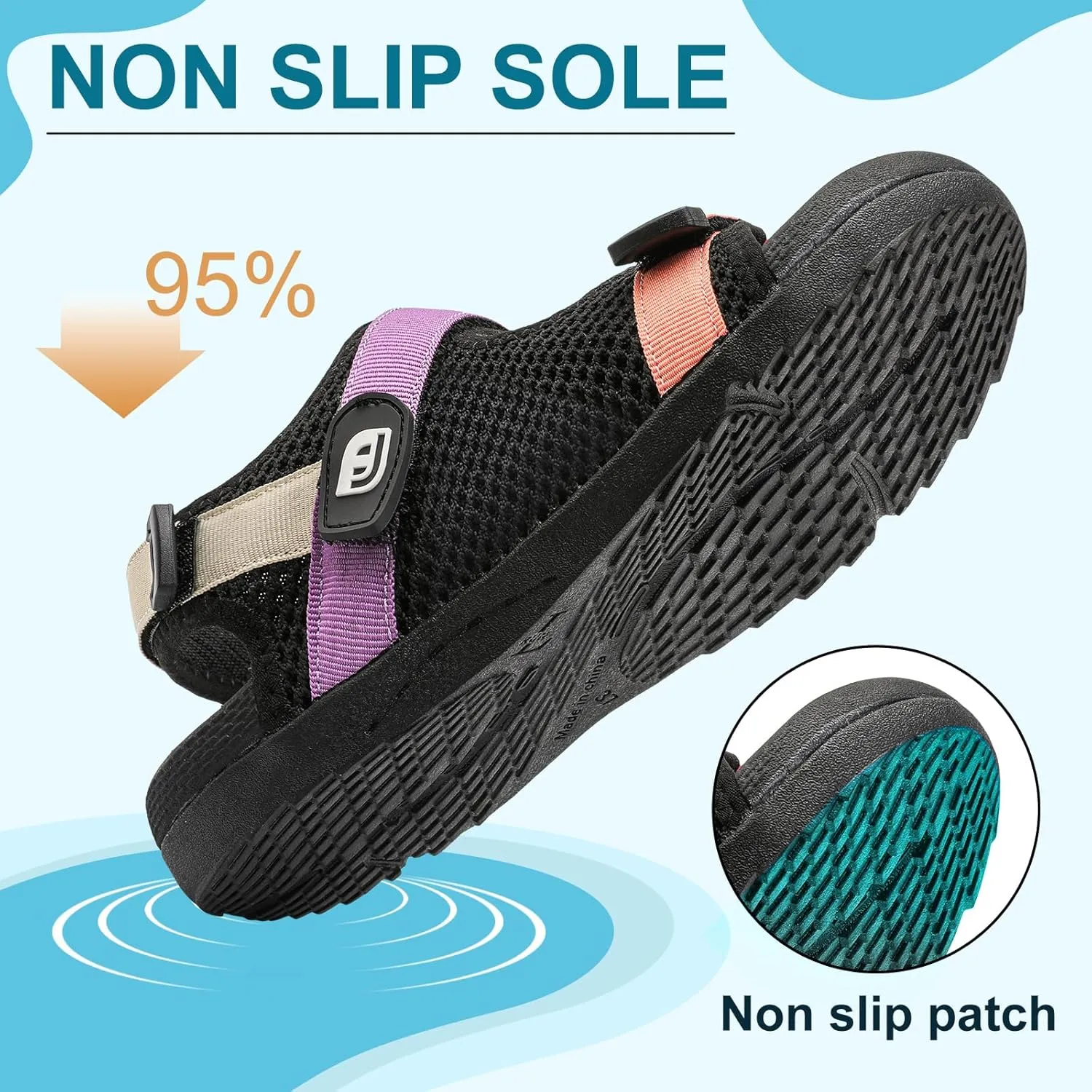 JOINFREE Womens Orthopedic Walking Hiking Sandals Adjustable Open Toe Sports Water Sandals with Plantar Fasciitis Arch Support Thick Athletic Cushion Outdoor Beach Sandals