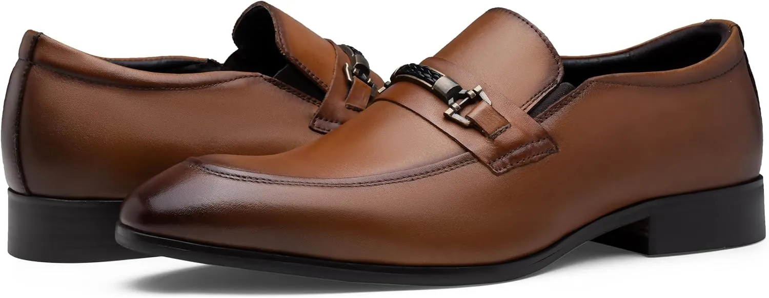 Jouesn Men's Dress Shoes Premium Leather Penny Loafers for Men Slip-On Formal Dress Loafers for Men