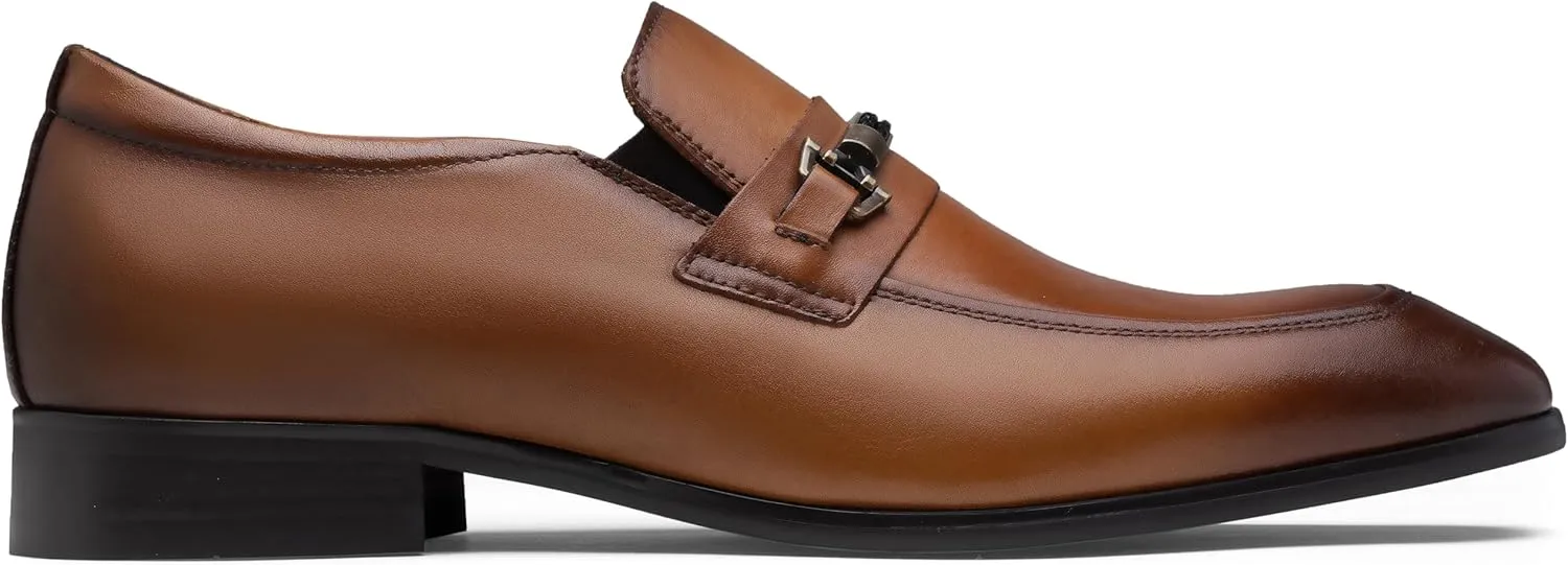 Jouesn Men's Dress Shoes Premium Leather Penny Loafers for Men Slip-On Formal Dress Loafers for Men