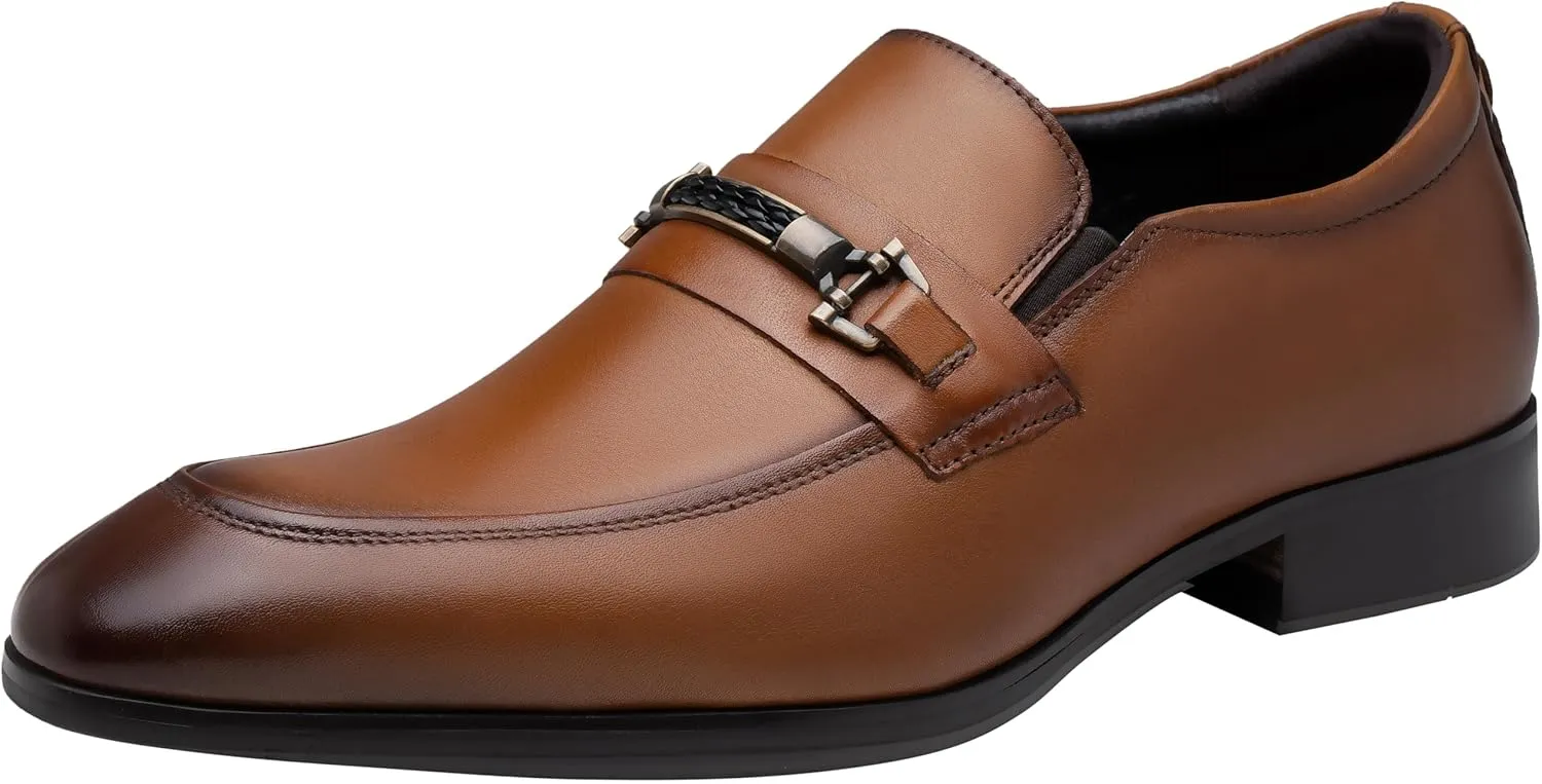 Jouesn Men's Dress Shoes Premium Leather Penny Loafers for Men Slip-On Formal Dress Loafers for Men