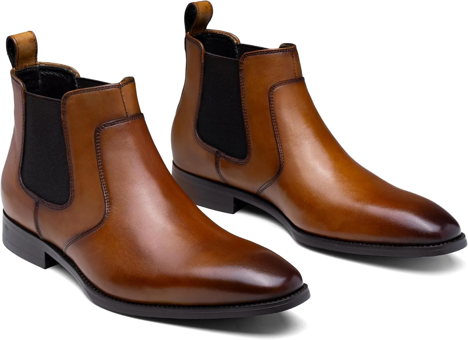 Jousen Men's Chelsea Boots Polished Premium Leather Ankle Dress Boots Classic Retro Slip On Boots for Men