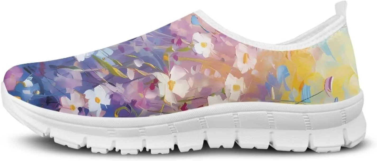 JoyLamoria Butterfly in Black and White Shoes for Wome Slip on Walking Shoe Art Travel Work Loafers Lightweight