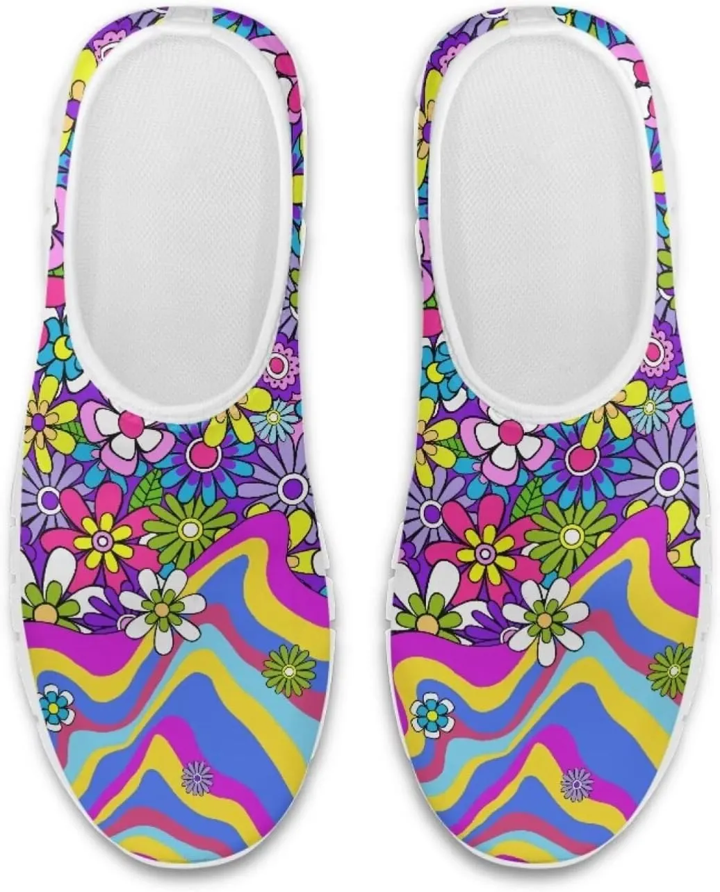 JoyLamoria Women's Loafers Hippie Flower Butterfly Sneakers Fashion Lightweight Low Top Sneakers All-Day Comfort & Support